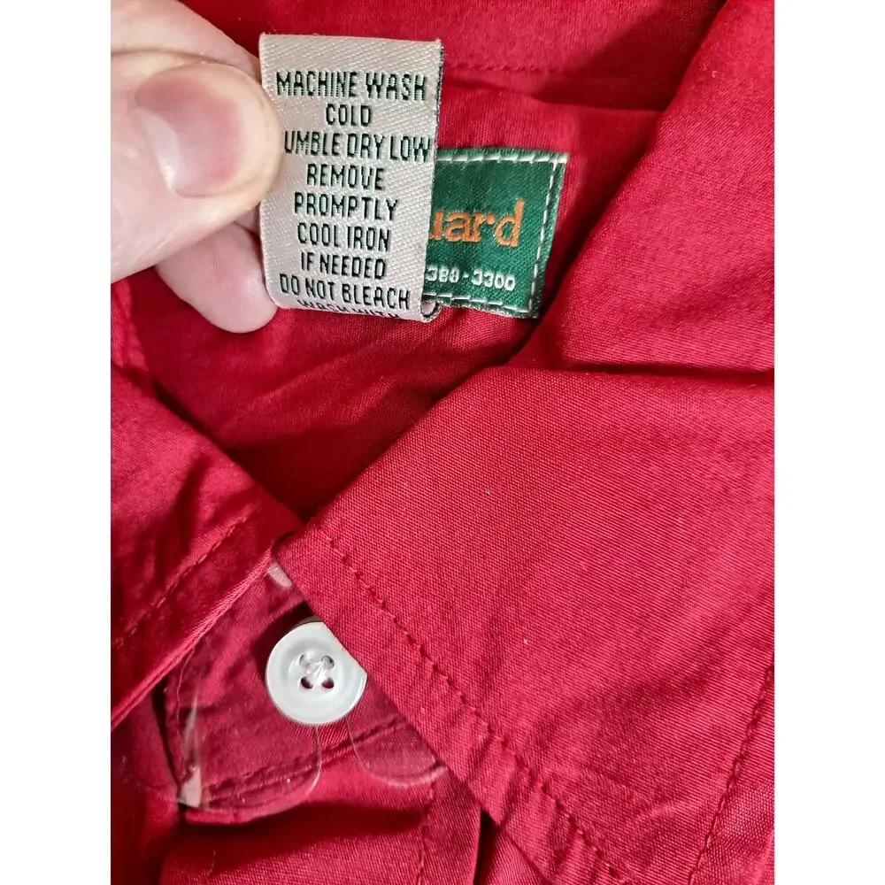 Wear Guard Men's Red Long‎ Sleeve Casual Button Down Shirt Size S